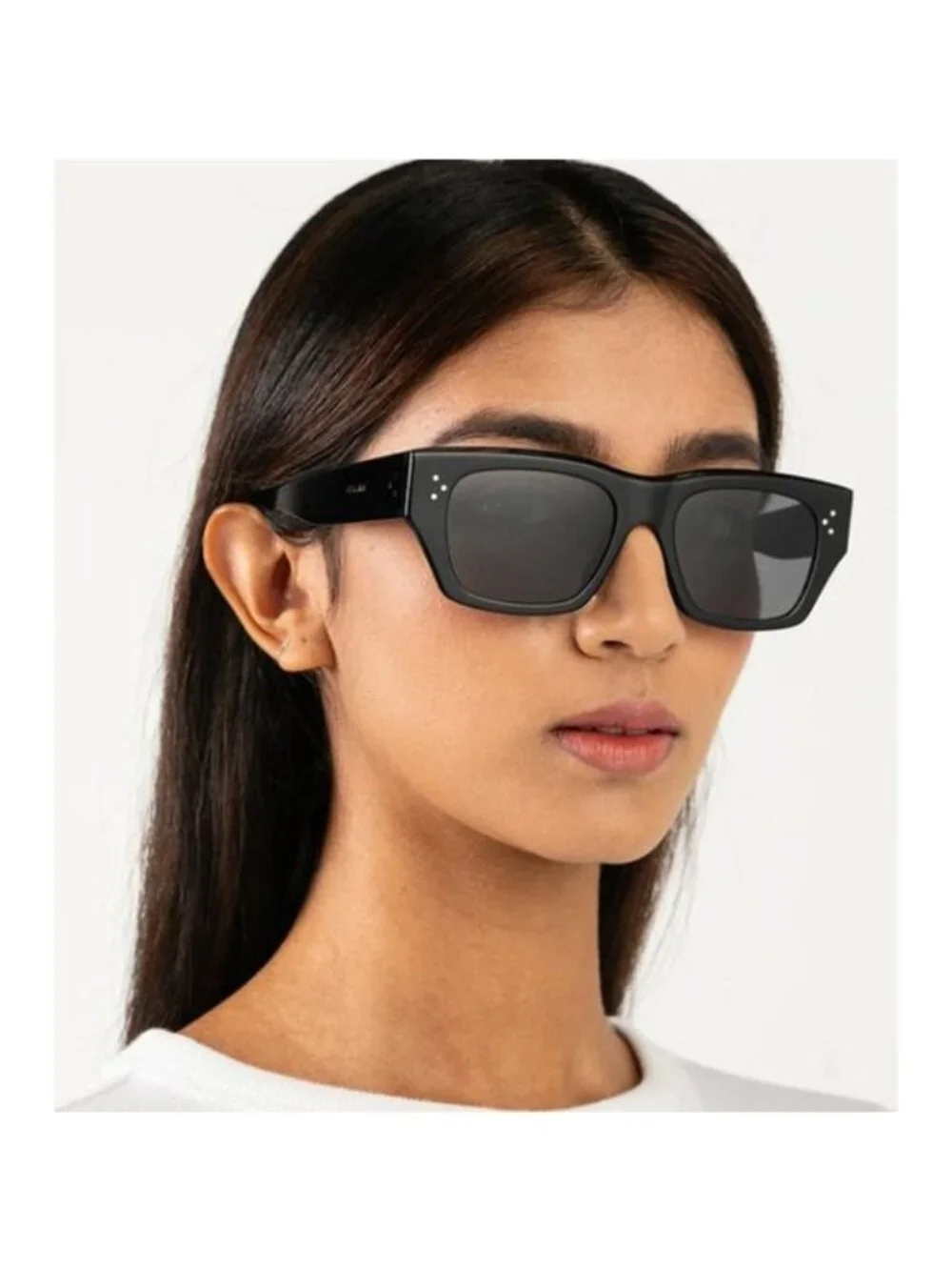 Celine CL40297U 01D Sunglasses Black Square Frame, Grey Polarized Lenses